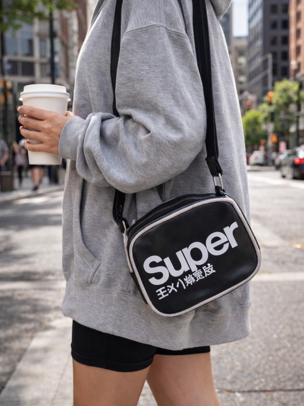 Superdry Mini Crossbody Bag Black White Logo Streetwear Festival Y2K